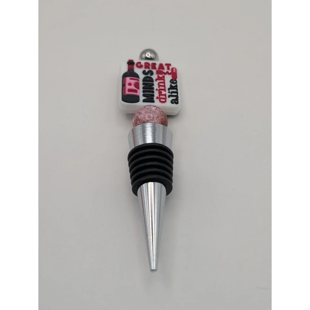 Great Minds Drink Alike Wine Bottle Stopper Metal Novelty Barware Gift NEW